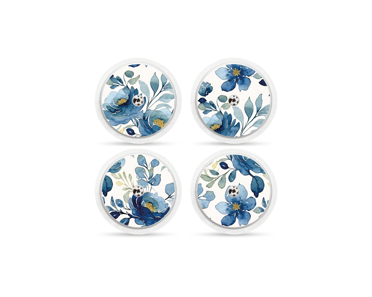 "Blue Blossom" - CGM Sensor Stickers for Dexcom, Libre, Medtronic & Medtrum