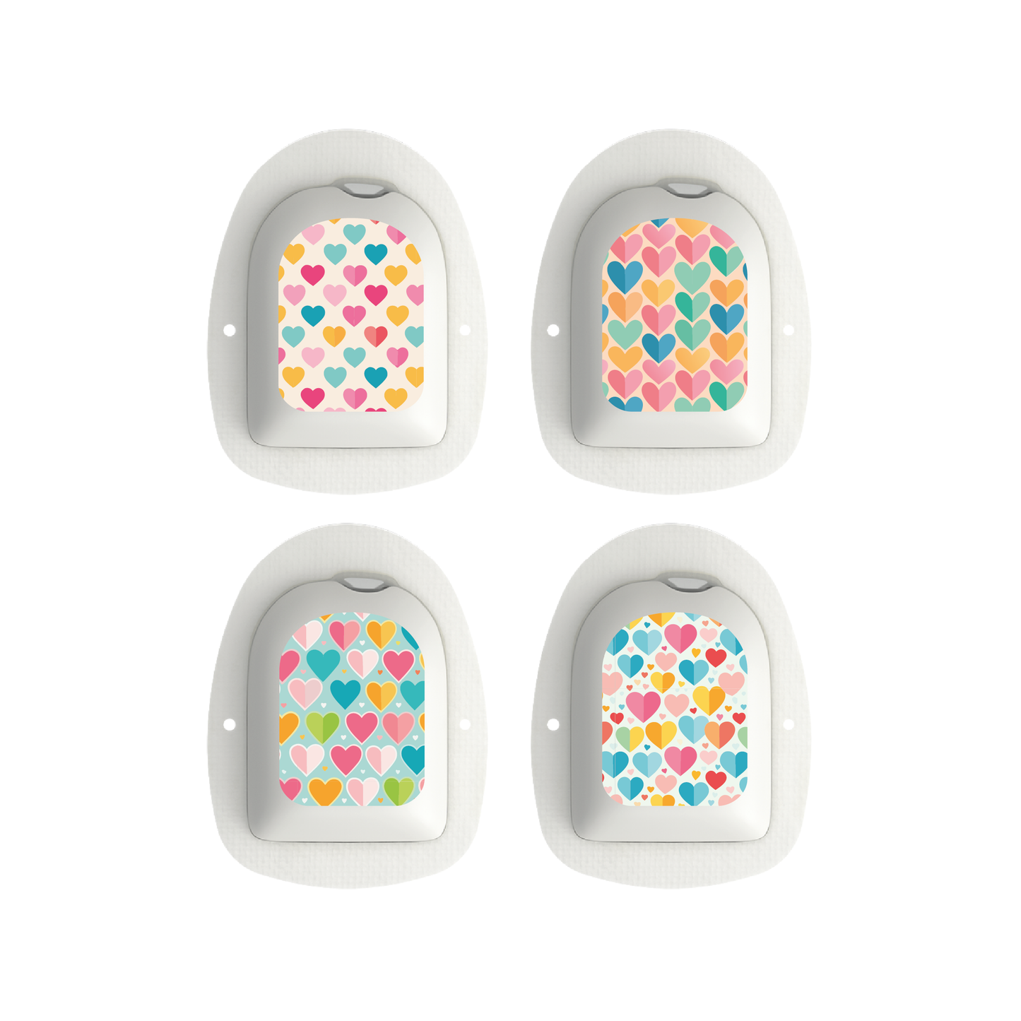 "Colorful Hearts" - Omnipod Pod Stickers & Temporary Tattoos