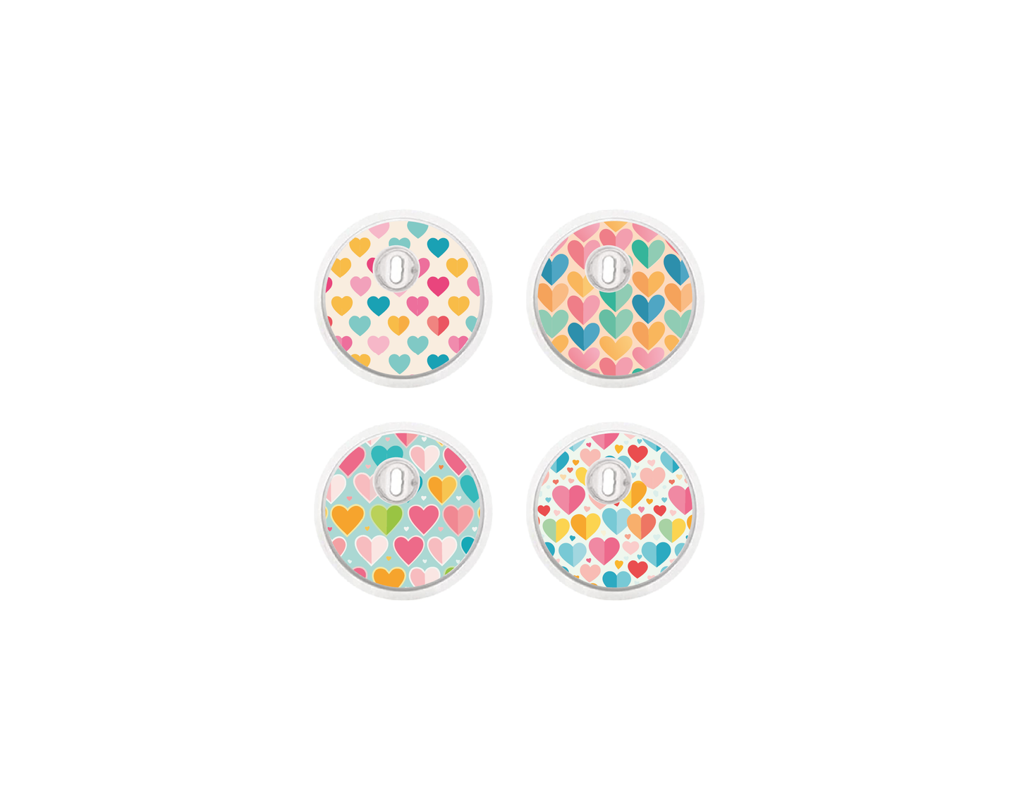 "Colorful Hearts" - CGM Sensor Stickers for Dexcom, Libre, Medtronic & Medtrum