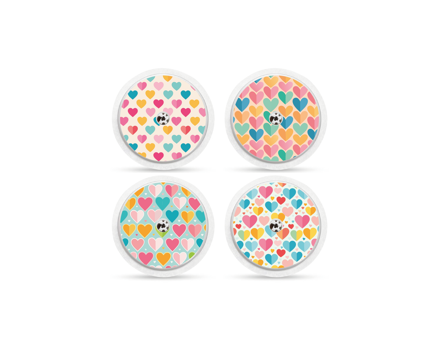 "Colorful Hearts" - CGM Sensor Stickers for Dexcom, Libre, Medtronic & Medtrum