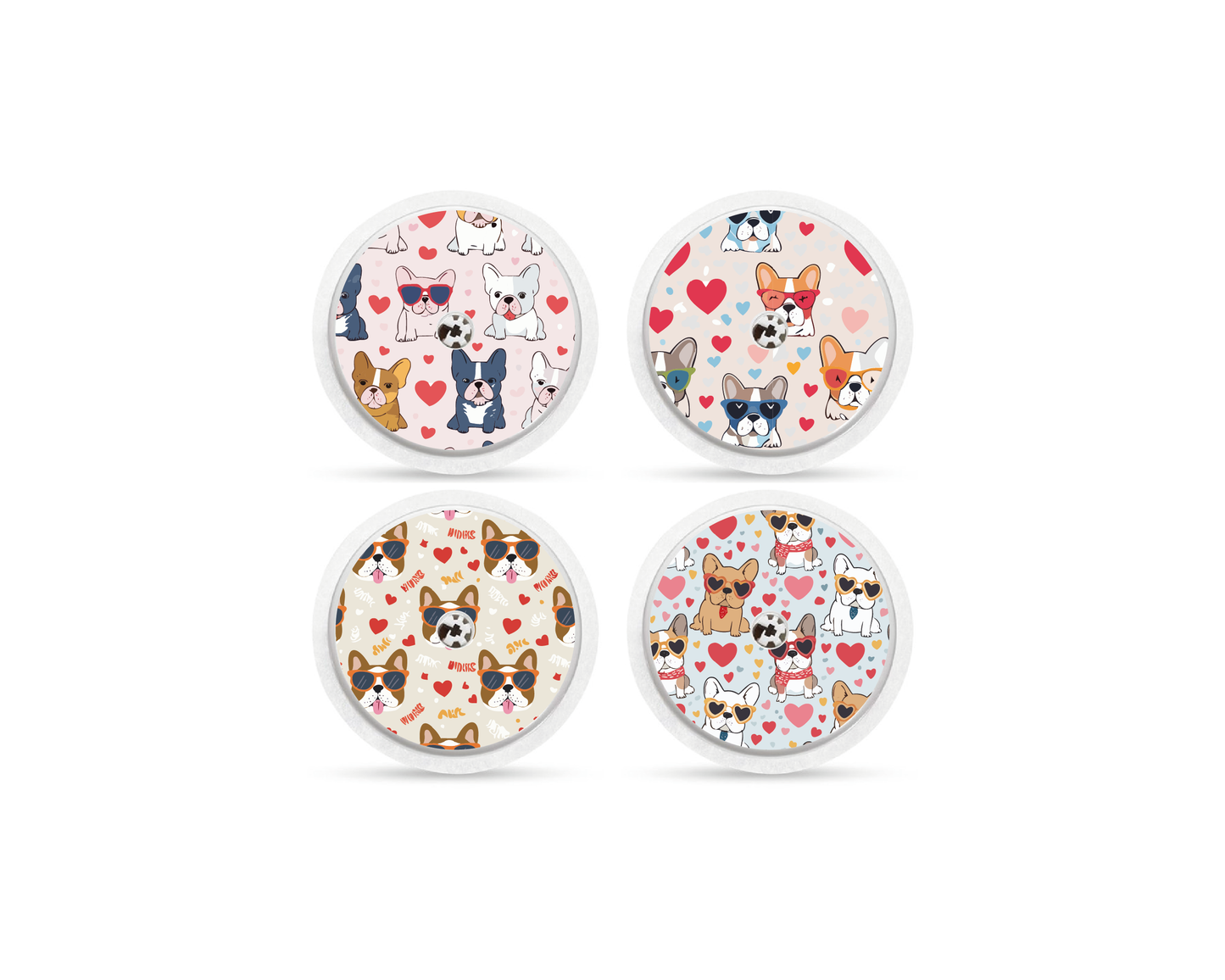 "Frenchie Love" - CGM Sensor Stickers for Dexcom, Libre, Medtronic & Medtrum