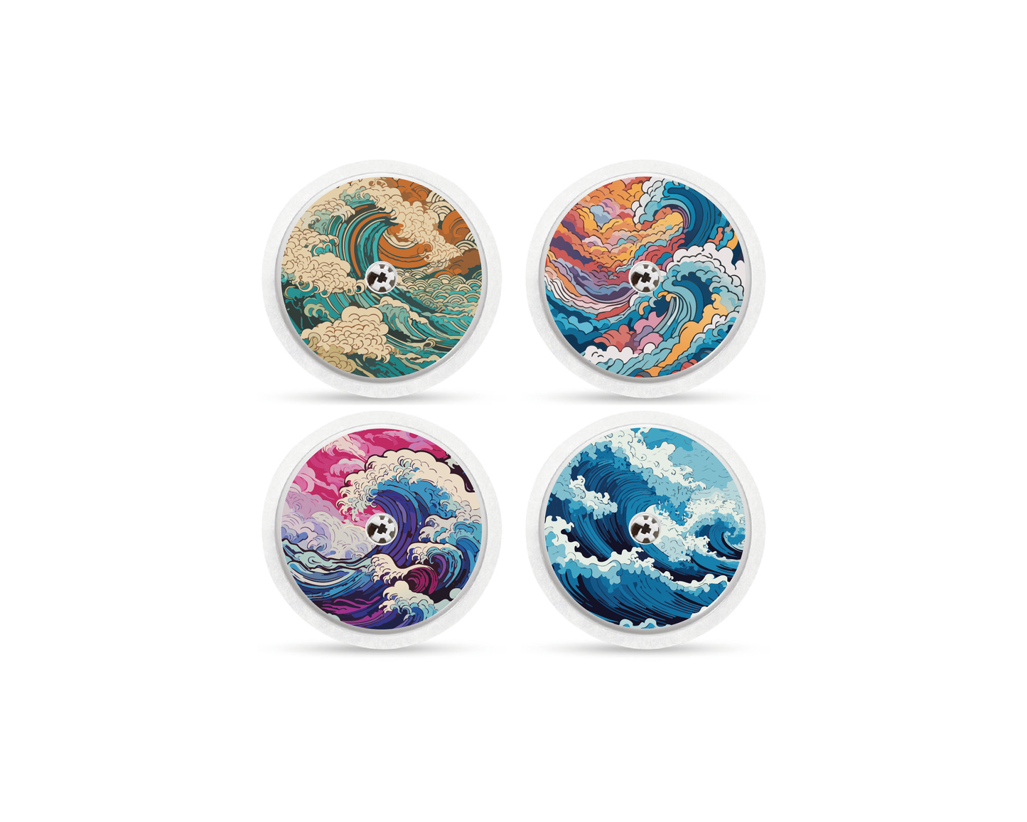 "Japanese Wave" - CGM Sensor Stickers for Dexcom, Libre, Medtronic & Medtrum