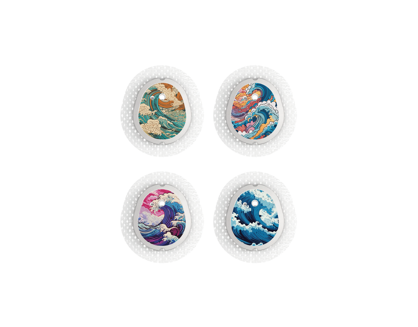 "Japanese Wave" - CGM Sensor Stickers for Dexcom, Libre, Medtronic & Medtrum