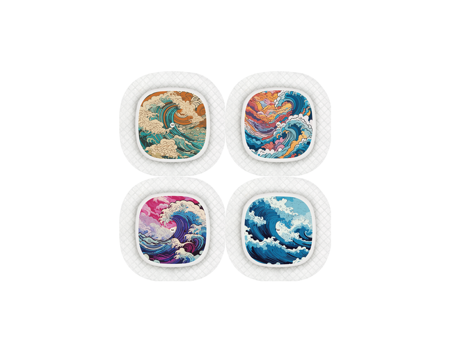 "Japanese Wave" - CGM Sensor Stickers for Dexcom, Libre, Medtronic & Medtrum