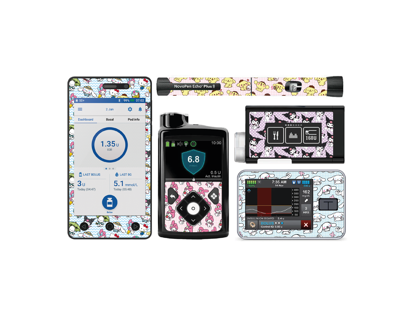 "Kittyverse" - Diabetes Device Stickers for Ypsopump, Tandem Tslim, Medtronic Minimed, Omnipod, Novopen