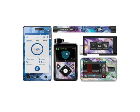 "Marble" - Diabetes Device Stickers for Ypsopump, Tandem Tslim, Medtronic Minimed, Omnipod, Novopen