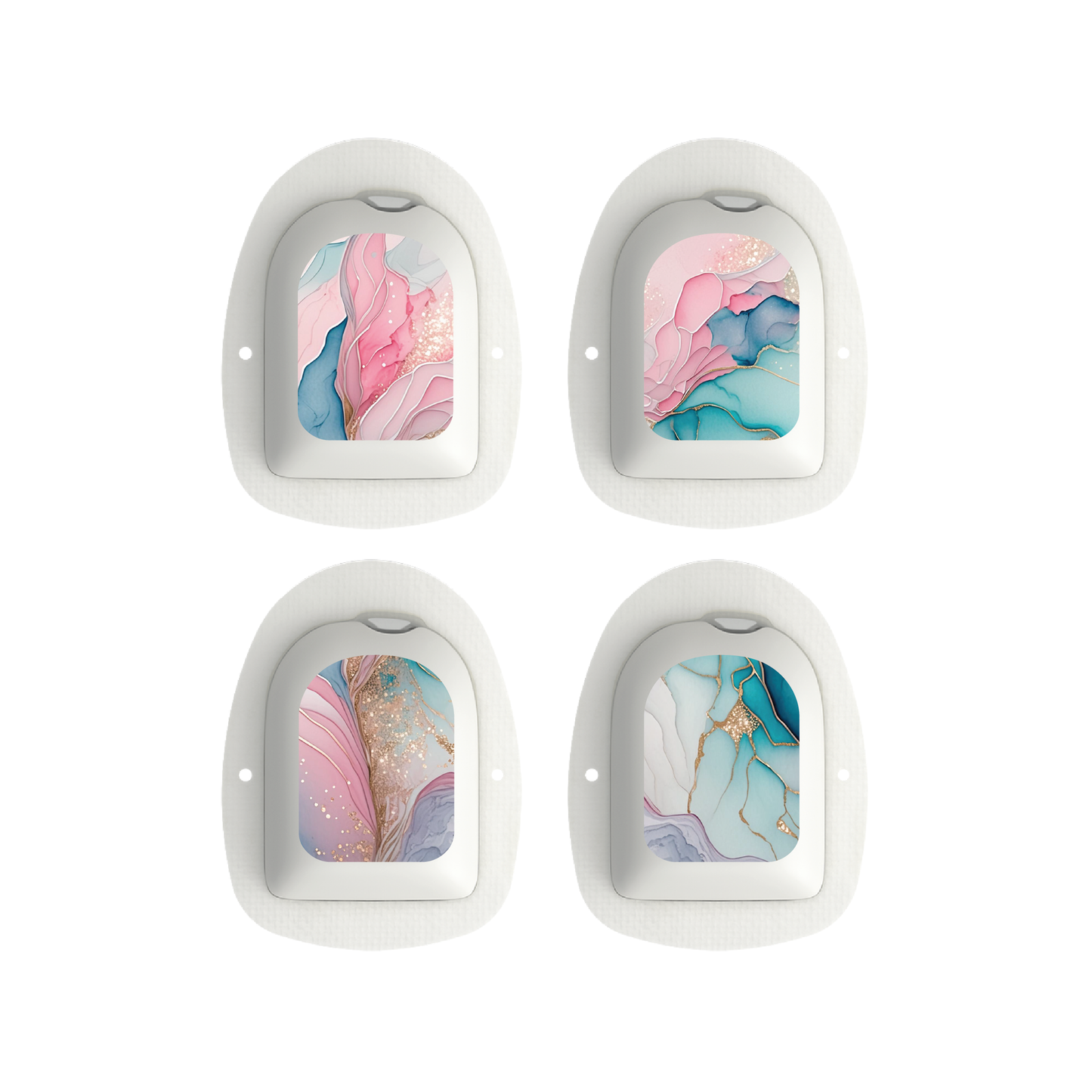"Aqua Blush" - Omnipod Pod Stickers & Temporary Tattoos