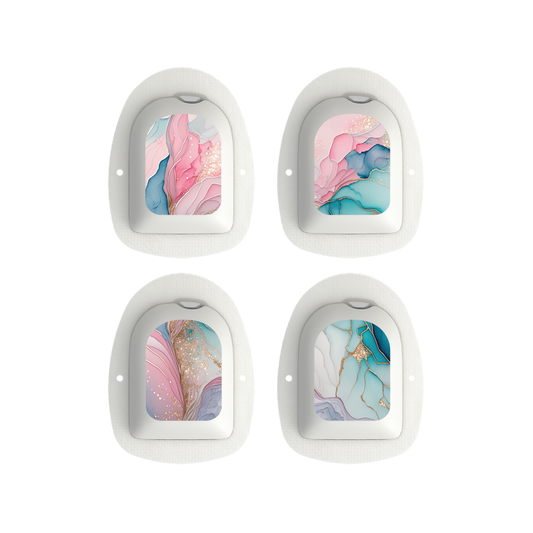 "Aqua Blush" - Omnipod Pod Stickers & Temporary Tattoos