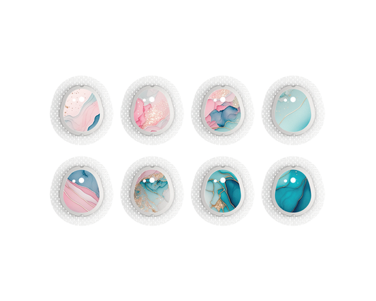 "Aqua Blush" - CGM Sensor Stickers for Dexcom, Libre, Medtronic & Medtrum