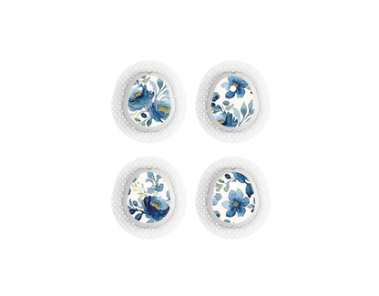 "Blue Blossom" - CGM Sensor Stickers for Dexcom, Libre, Medtronic & Medtrum