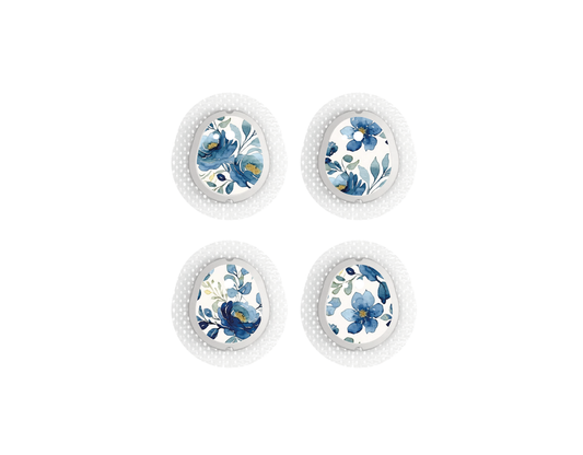 "Blue Blossom" - CGM Sensor Stickers for Dexcom, Libre, Medtronic & Medtrum