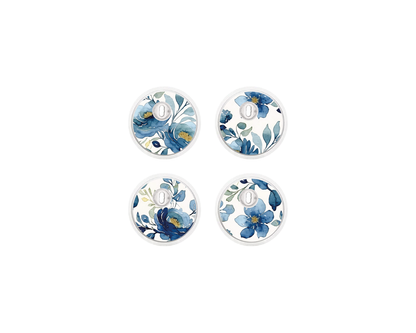 "Blue Blossom" - CGM Sensor Stickers for Dexcom, Libre, Medtronic & Medtrum