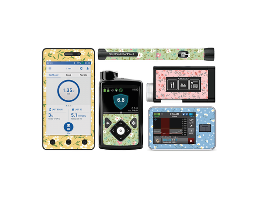 "Petite Petal" - Diabetes Device Stickers for Ypsopump, Tandem Tslim, Medtronic Minimed, Omnipod, Novopen