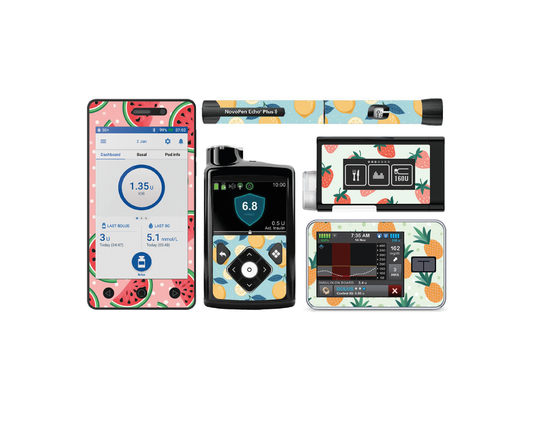 "Fruit Fusion" - Diabetes Device Stickers for Ypsopump, Tandem Tslim, Medtronic Minimed, Omnipod, Novopen