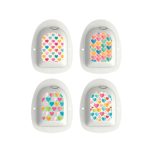 "Colorful Hearts" - Omnipod Pod Stickers & Temporary Tattoos