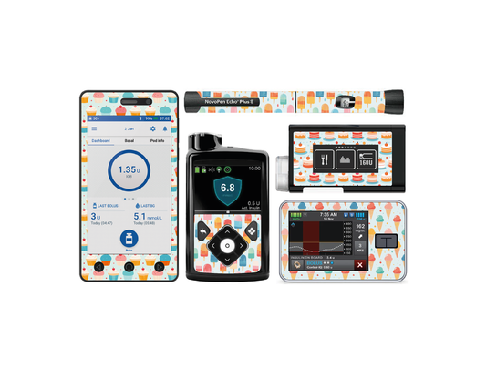 "Sweet Delights" - Diabetes Device Stickers for Ypsopump, Tandem Tslim, Medtronic Minimed, Omnipod, Novopen
