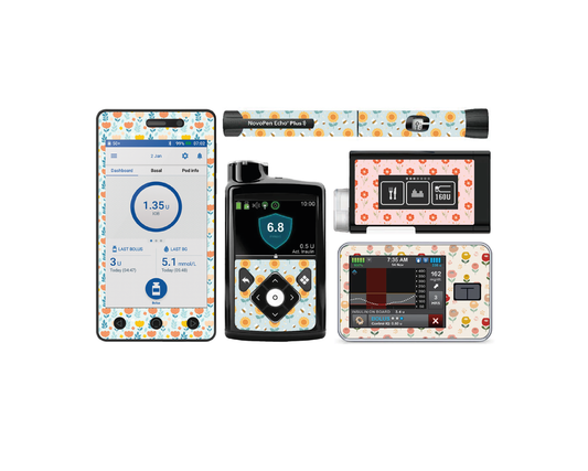 "Bloomscape" - Diabetes Device Stickers for Ypsopump, Tandem Tslim, Medtronic Minimed, Omnipod, Novopen