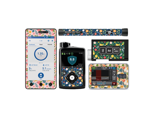 "Flower Power" - Diabetes Device Stickers for Ypsopump, Tandem Tslim, Medtronic Minimed, Omnipod, Novopen