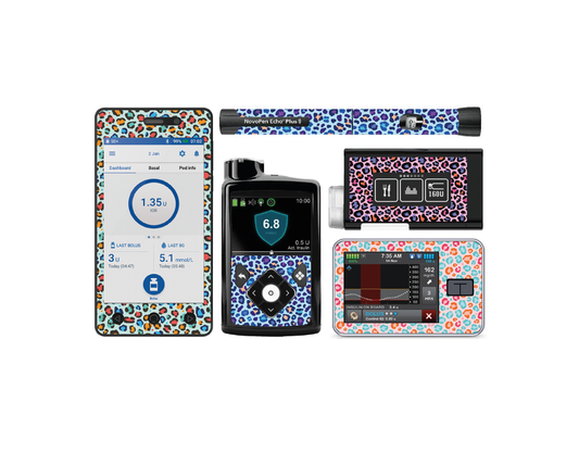 "Leopard Pop" - Diabetes Device Stickers for Ypsopump, Tandem Tslim, Medtronic Minimed, Omnipod, Novopen