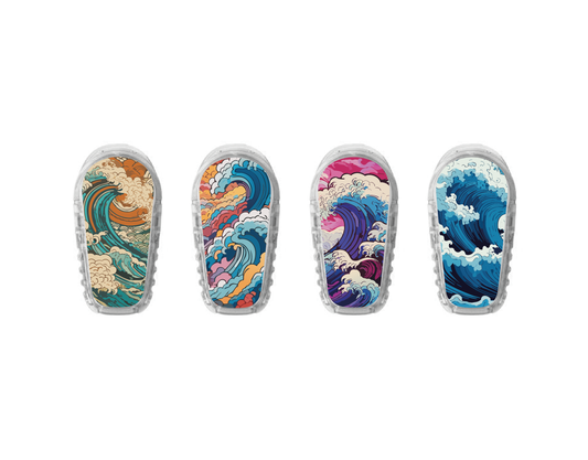"Japanese Wave" - CGM Sensor Stickers for Dexcom, Libre, Medtronic & Medtrum