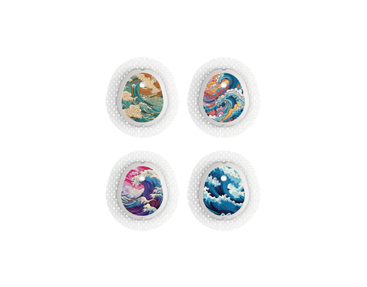 "Japanese Wave" - CGM Sensor Stickers for Dexcom, Libre, Medtronic & Medtrum