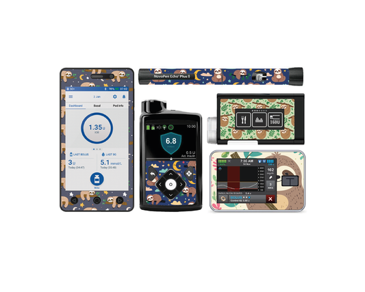 "Slothful" - Diabetes Device Stickers for Ypsopump, Tandem Tslim, Medtronic Minimed, Omnipod, Novopen