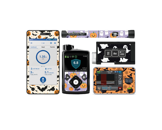 "Trick Treat" - Diabetes Device Stickers for Ypsopump, Tandem Tslim, Medtronic Minimed, Omnipod, Novopen