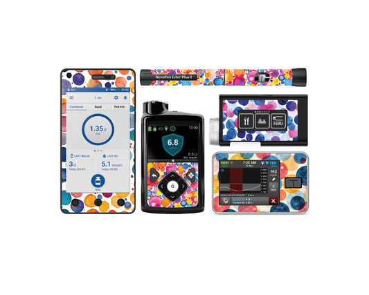 "Dotty" - Diabetes Device Stickers for Ypsopump, Tandem Tslim, Medtronic Minimed, Omnipod, Novopen
