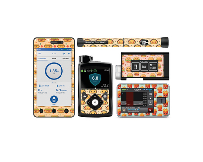 "Food Frenzy" - Diabetes Device Stickers for Ypsopump, Tandem Tslim, Medtronic Minimed, Omnipod, Novopen