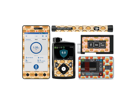 "Food Frenzy" - Diabetes Device Stickers for Ypsopump, Tandem Tslim, Medtronic Minimed, Omnipod, Novopen