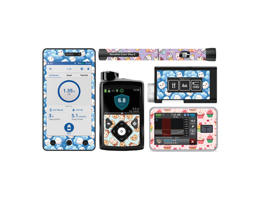 "Nom Nom" - Diabetes Device Stickers for Ypsopump, Tandem Tslim, Medtronic Minimed, Omnipod, Novopen