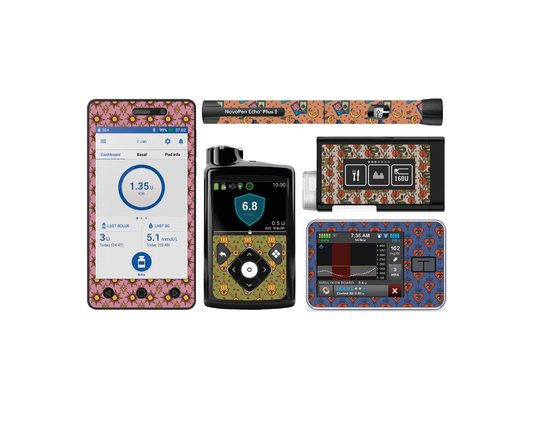 "Celestial Charm" - Diabetes Device Stickers for Ypsopump, Tandem Tslim, Medtronic Minimed, Omnipod, Novopen