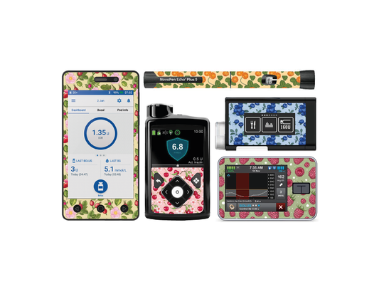 "Swedish Berries" - Diabetes Device Stickers for Ypsopump, Tandem Tslim, Medtronic Minimed, Omnipod, Novopen