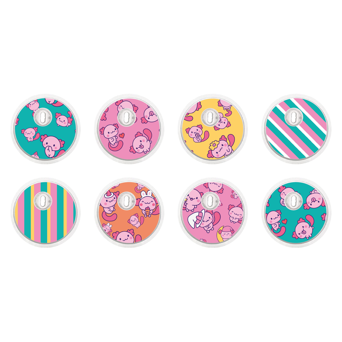 "Axolotl Tots" - CGM Sensor Stickers for Dexcom, Libre, Medtronic & Medtrum