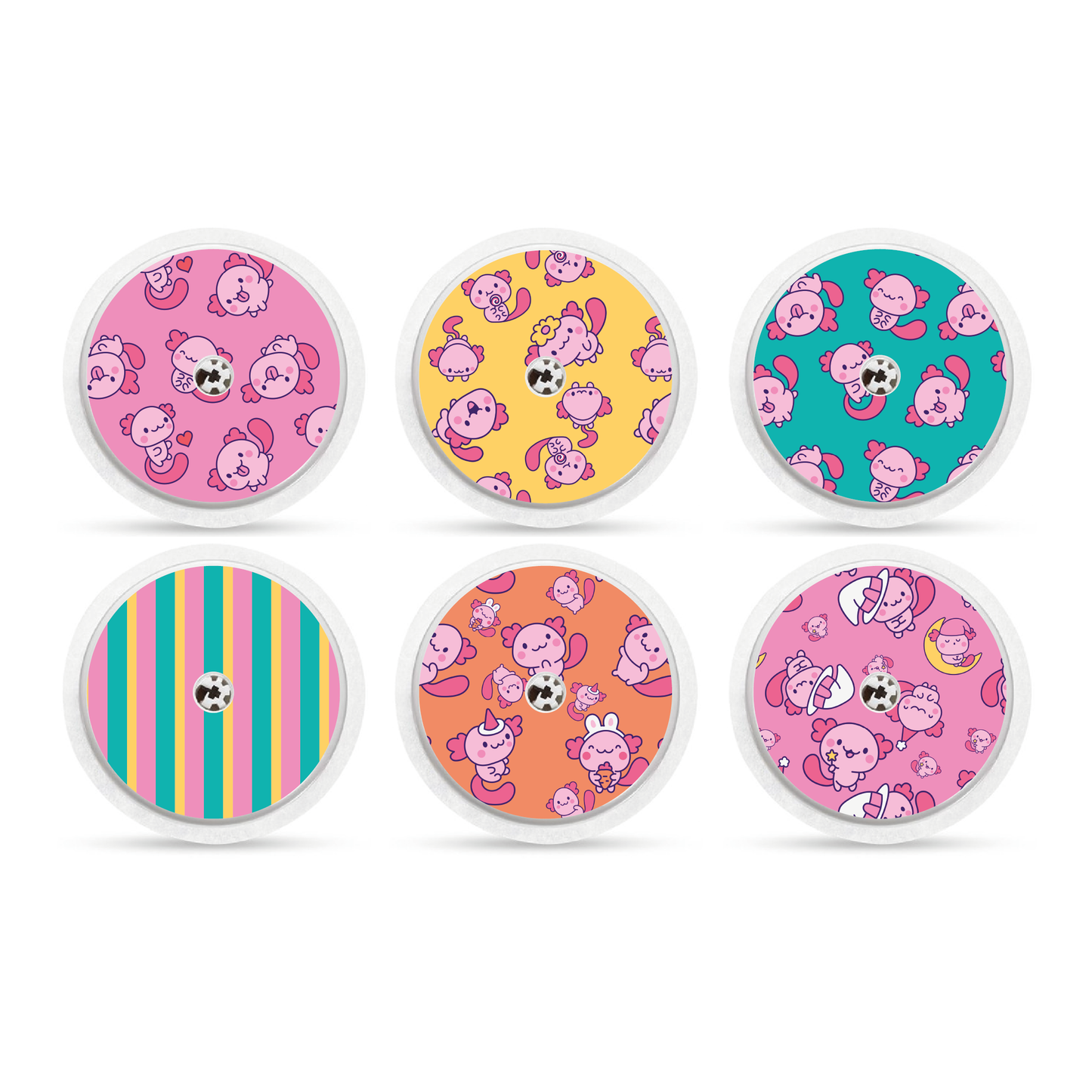 "Axolotl Tots" - CGM Sensor Stickers for Dexcom, Libre, Medtronic & Medtrum