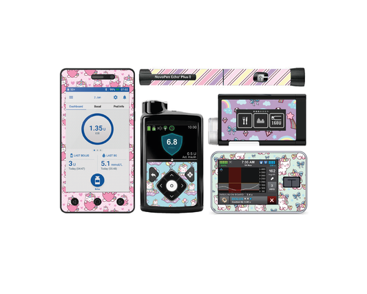"Pastel Parade" - Diabetes Device Stickers for Ypsopump, Tandem Tslim, Medtronic Minimed, Omnipod, Novopen