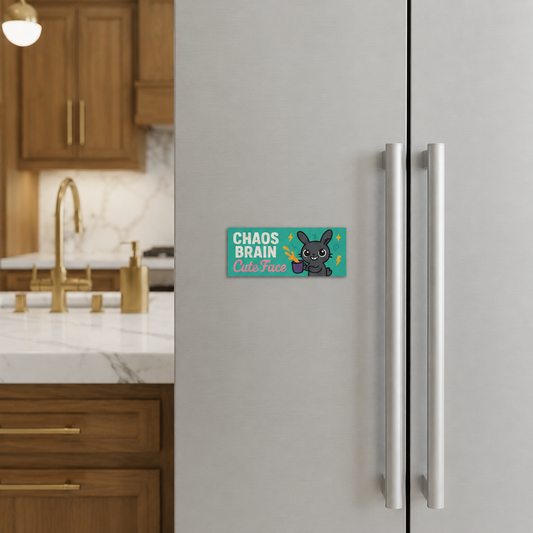 "Chaos brain, cute face” – Quirky Neurodiversity bumper style sticker for ADHD & Autistic brains