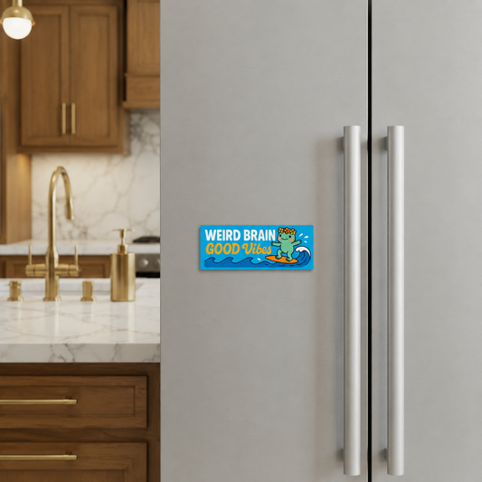 "Weird brain, good vibes” – Quirky Neurodiversity bumper style sticker for ADHD & Autistic brains
