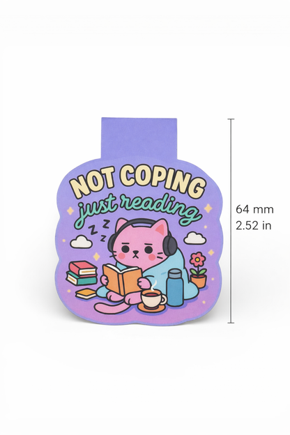 “Not Coping, Just Reading” – Magnetic Bookmark for Neurodivergent Book Lovers