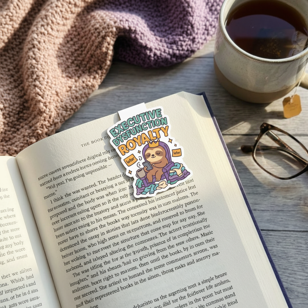"Executive dysfunction royalty” – Quirky Neurodiversity sticker for ADHD & Autistic brains