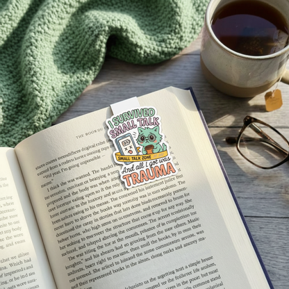"I survived small talk” – Quirky Neurodiversity sticker for ADHD & Autistic brains