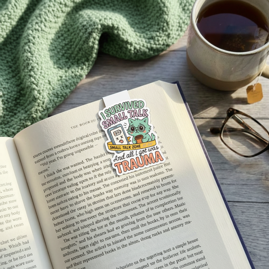 "I survived small talk” – Quirky Neurodiversity sticker for ADHD & Autistic brains
