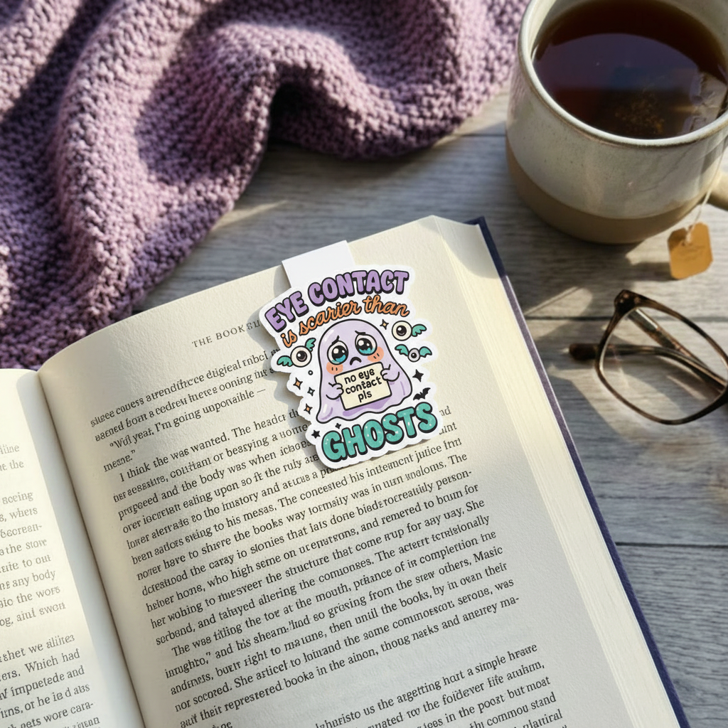 "Eye contact is scarier than ghosts” – Quirky Neurodiversity sticker for ADHD & Autistic brains