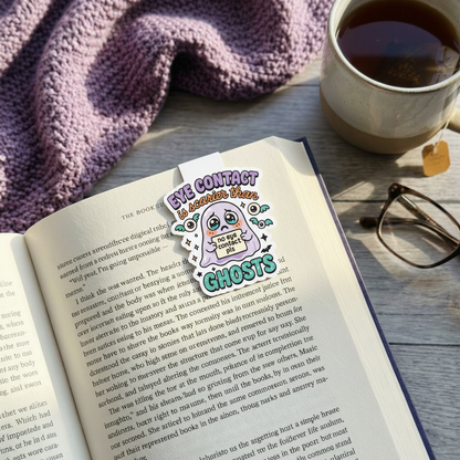 "Eye contact is scarier than ghosts” – Quirky Neurodiversity sticker for ADHD & Autistic brains
