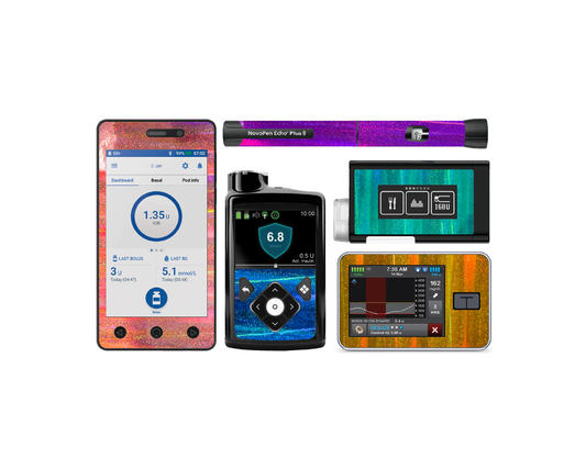 "Holographic Glitter" - Diabetes Device Stickers for Ypsopump, Tandem Tslim, Medtronic Minimed, Omnipod, Novopen
