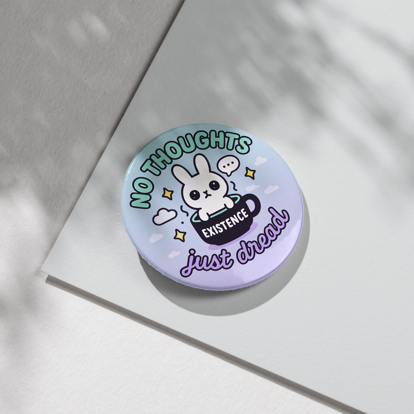 “No Toughts Just Dread” – Pin Badge, Magnet or Sticker for Neurospicy Weirdos