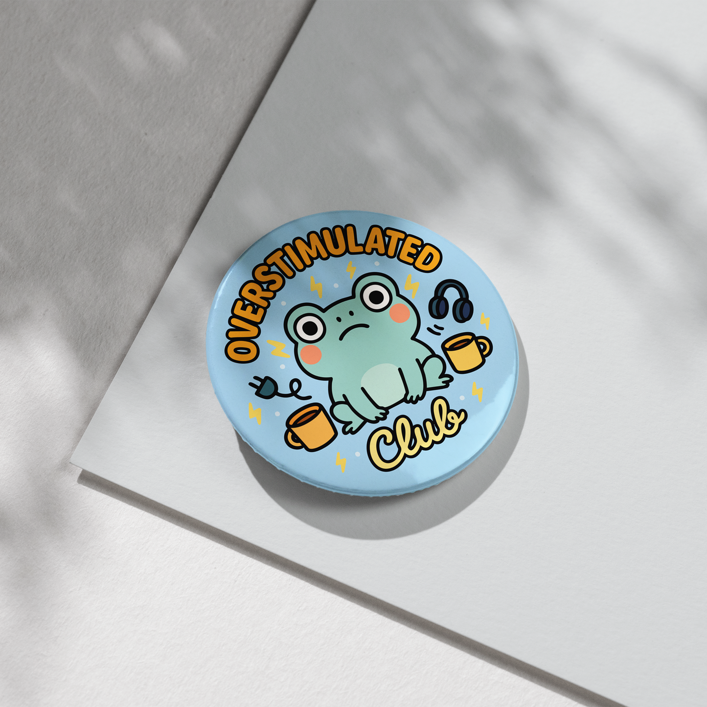 “Overstimulated Club” – Pin Badge, Magnet or Sticker for Neurospicy Weirdos
