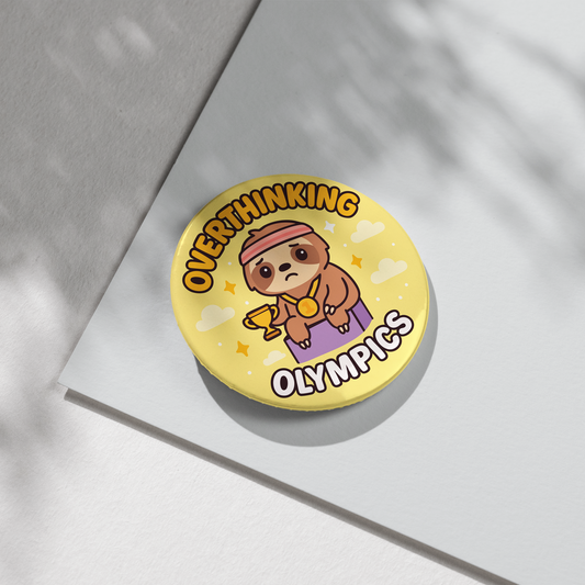 “Overthinking Olympics” – Pin Badge, Magnet or Sticker for Neurospicy Weirdos
