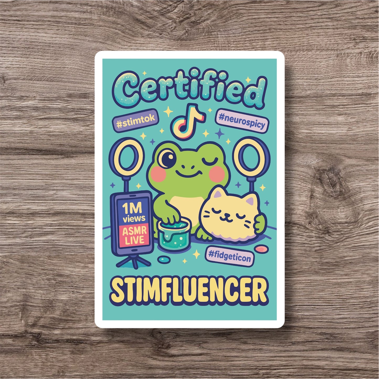 "Certified stimfluencer” – Quirky Neurodiversity sticker for ADHD & Autistic brains