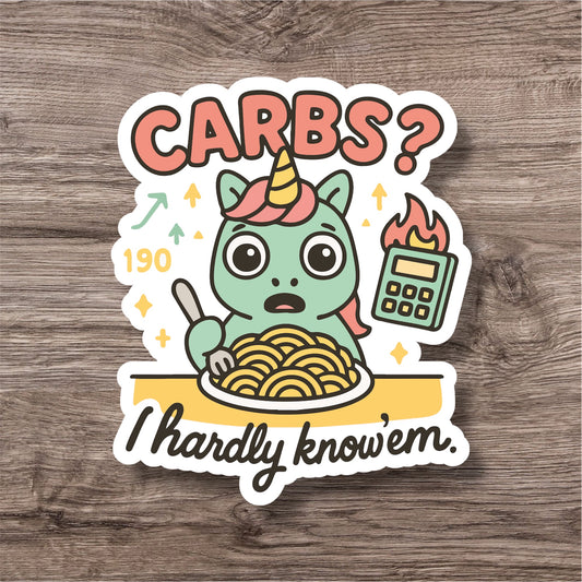 "Carbs?” – Funny diabetes sticker for T1D warriors & pancreas rebels